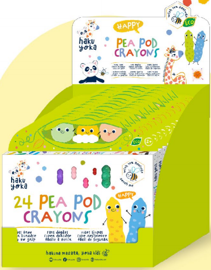 YKD233133 24 Colours Happy Pea Pod Crayons Display- totally 12 pcs