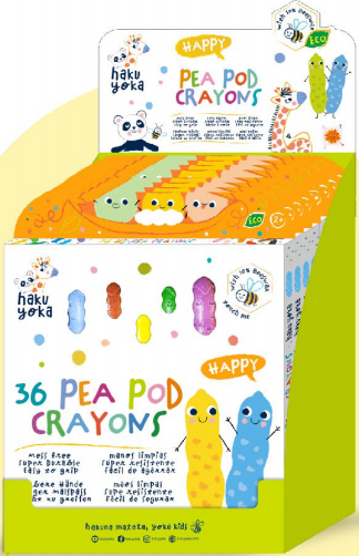 YKD233134 36 Colours Happy Pea Pod Crayons Display - totally 8 pcs